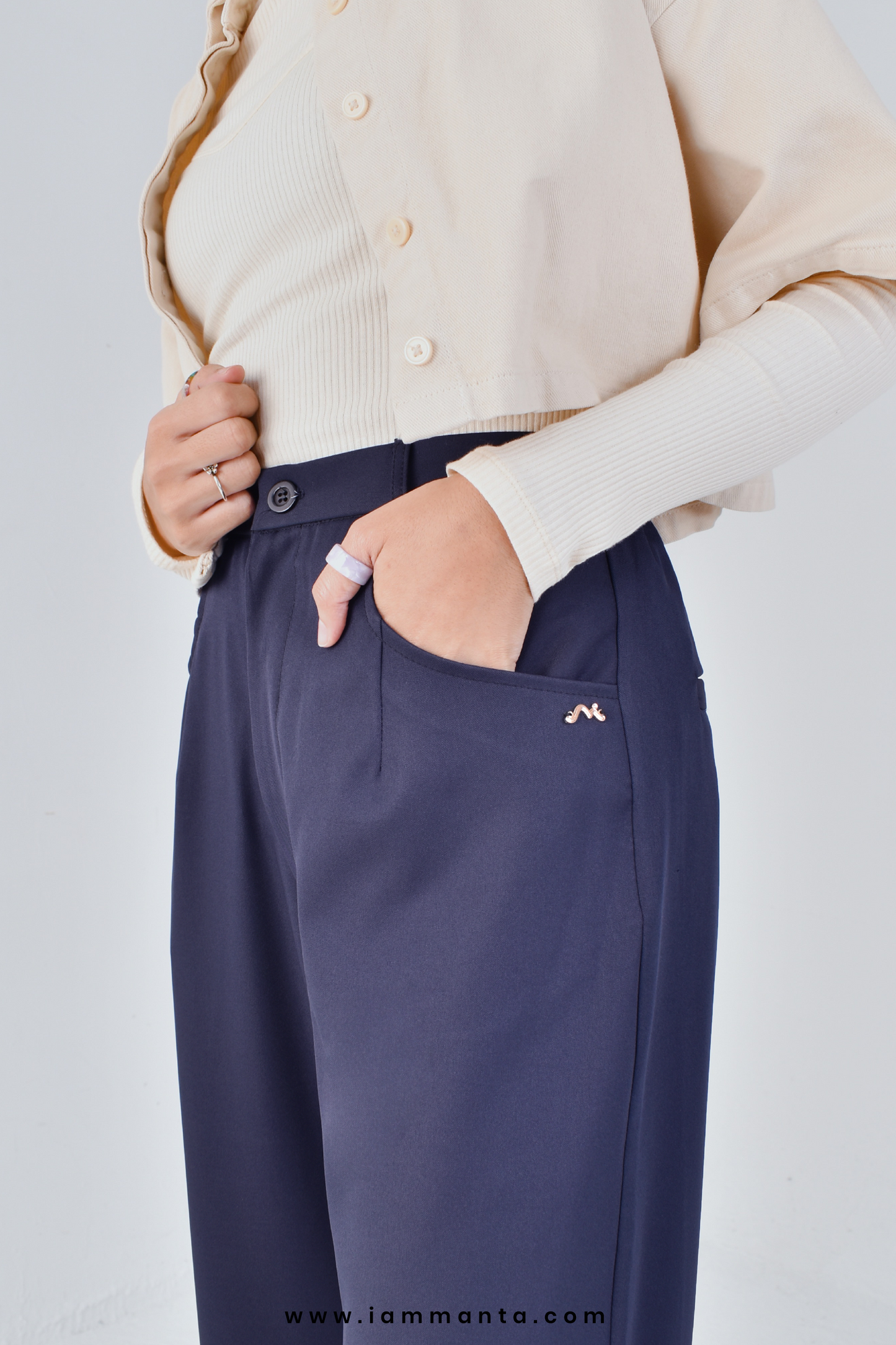 Straight Cut Sherry Pants in Navy